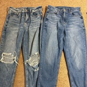 Lot Of Women’s American Eagle Mom Jean Curvy Mom Jean Blue Size 6 Distressed